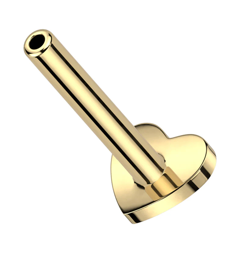 Gold PVD Heart Internally Threaded Titanium Flat Back Labret (Post Only) - Mrs Treak