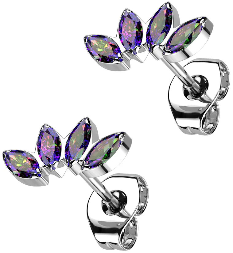 Contessa Black Aurora CZ Titanium Threadless Earrings - Mrs Treak