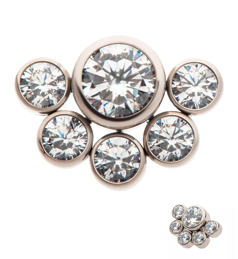Hexad Clear CZ Threadless Titanium Top - Mrs Treak