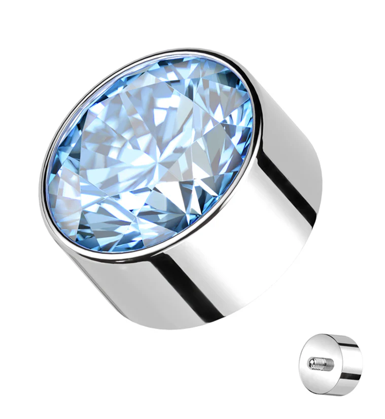 Bezel Aqua CZ Internally Threaded Top - Mrs Treak