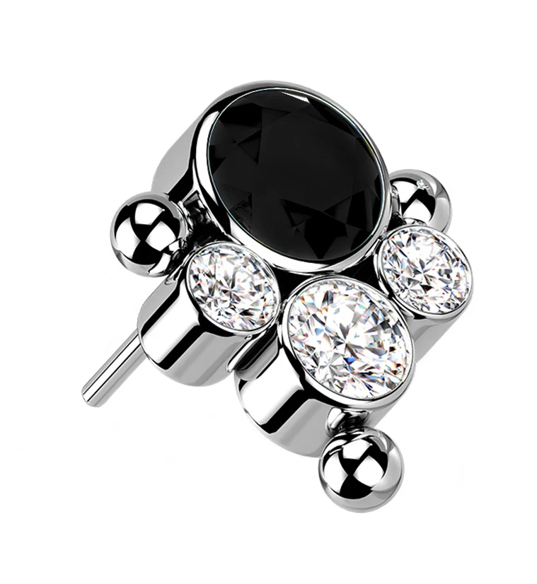 Black CZ Bundle Titanium Threadless Top - Mrs Treak