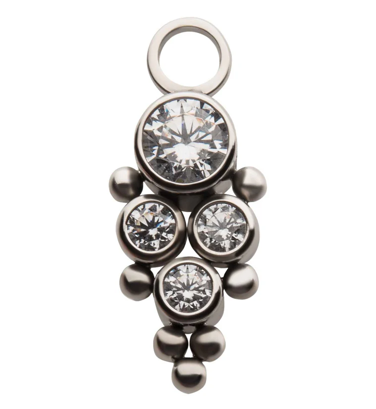 Beaded Array Clear CZ Titanium Charm - Mrs Treak