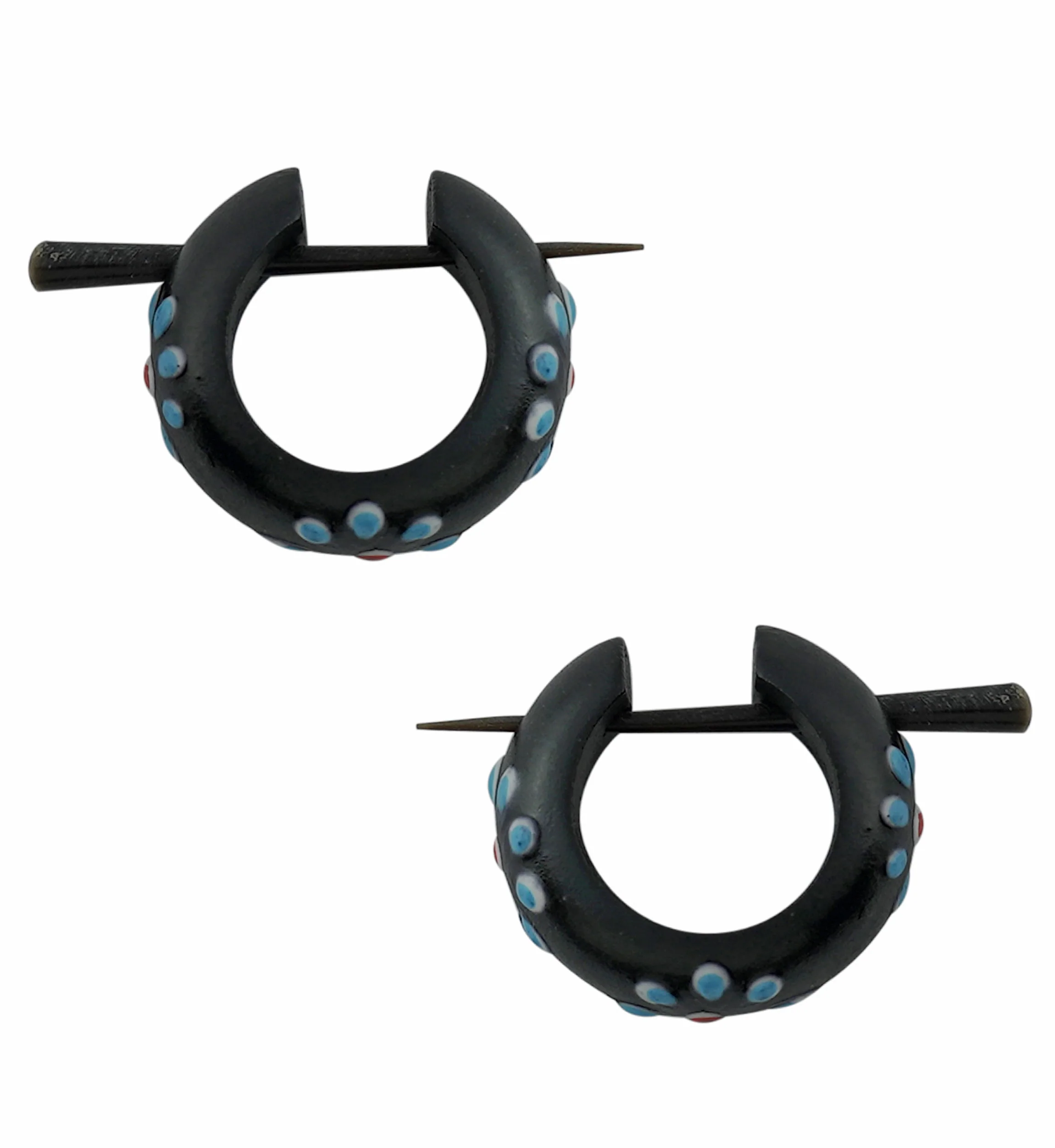 Light Blue Flower Wooden Hoop Earrings - Mrs Treak