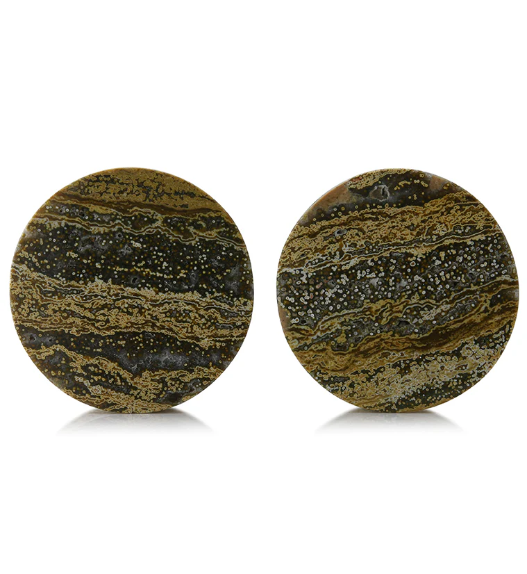 Ocean Jasper Stone Plugs 1 & 1/2