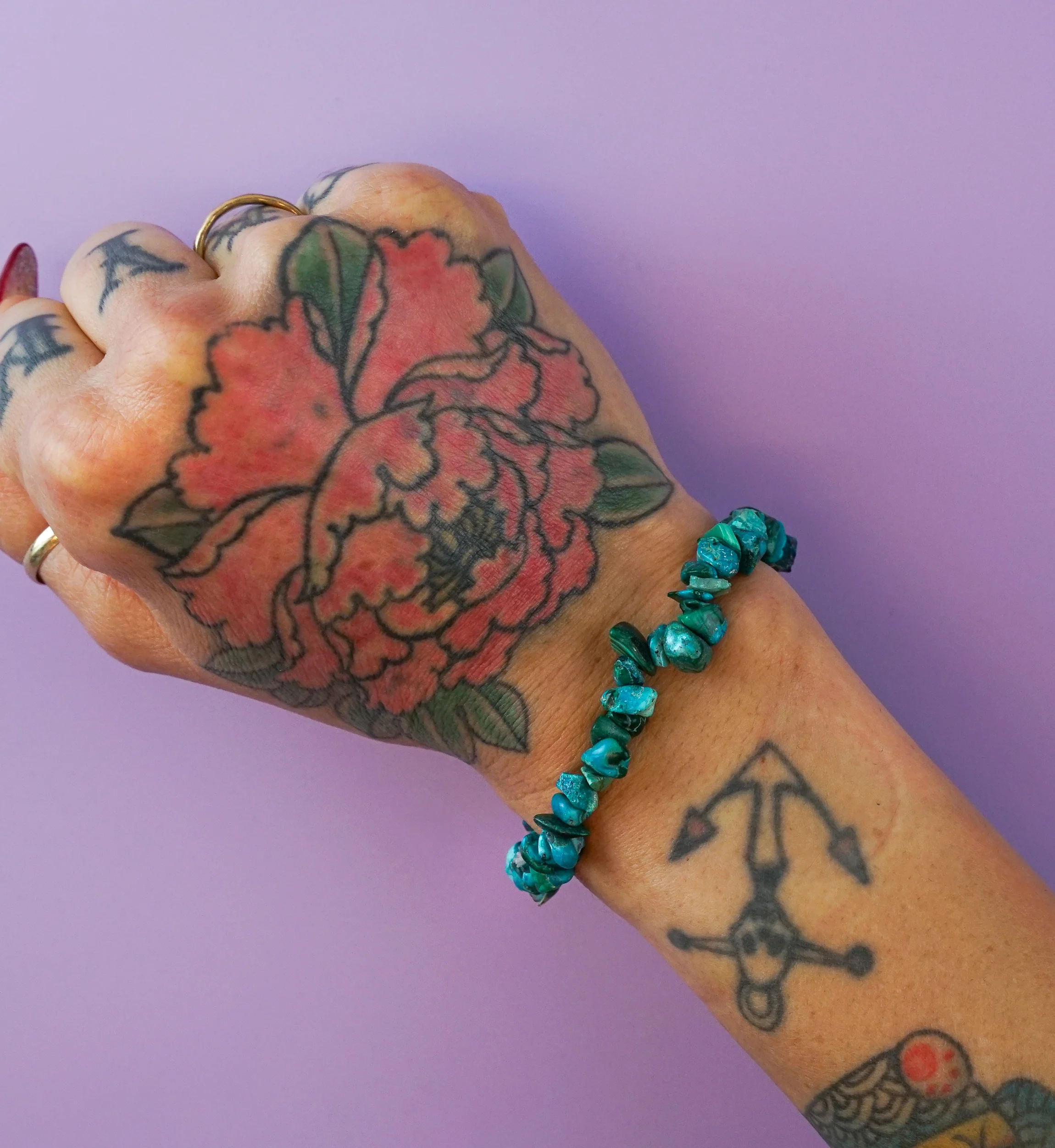 Azurite/Malachite Chips Stone Bracelet - Mrs Treak