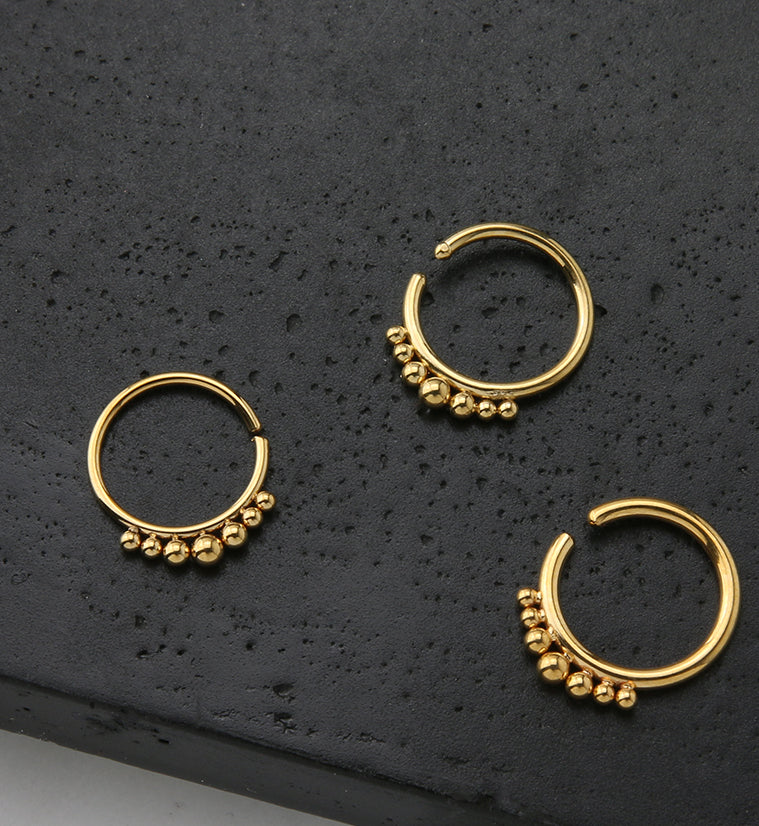 Gold PVD Beaded Annealed Seamless Hoop Ring - Mrs Treak