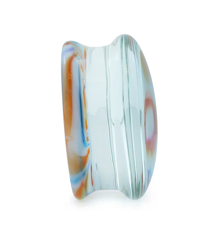 Multi Chroma Swirl Glass Double Flare Plugs - Mrs Treak
