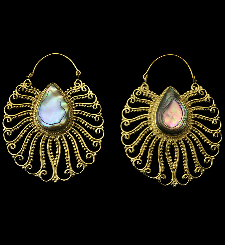 18G Tress Abalone Brass Hangers / Earrings - Mrs Treak