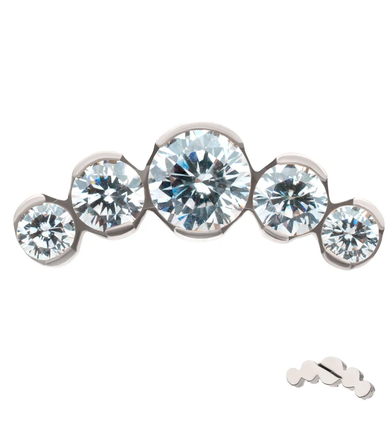 Semi-Bezel Quinary Curve Clear CZ Titanium Threadless Top - Mrs Treak