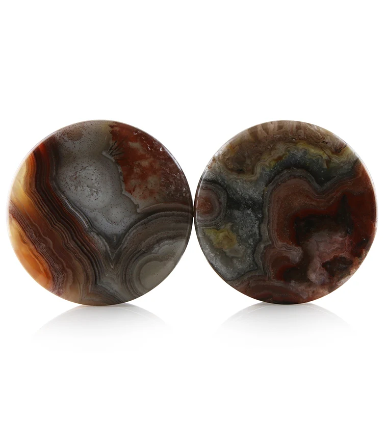 Laguna Lace Agate Stone Plugs 1 Inch (25mm) Version 12 - Mrs Treak