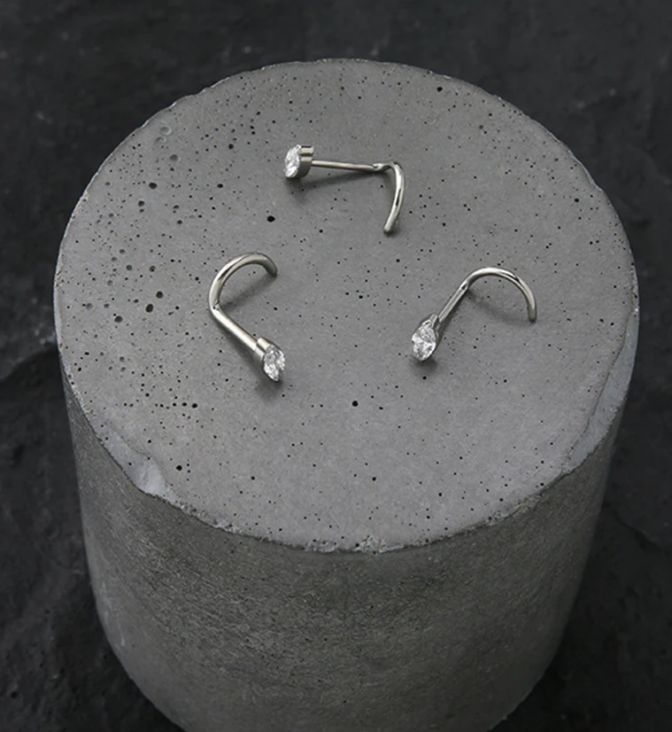 Ovate Clear CZ Titanium Nose Screw Ring - Mrs Treak