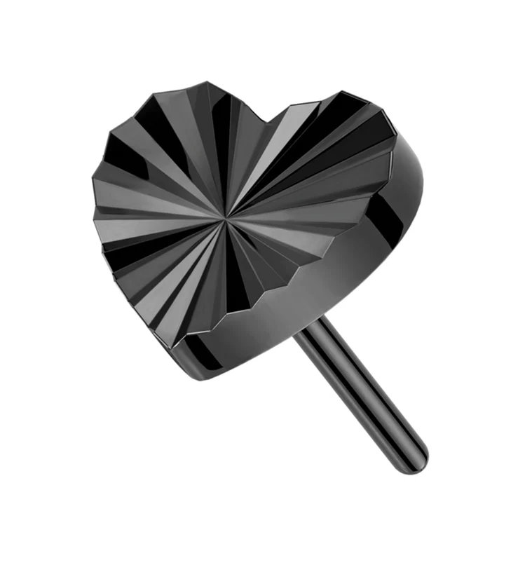 Black PVD Retro Heart Threadless Titanium Top - Mrs Treak