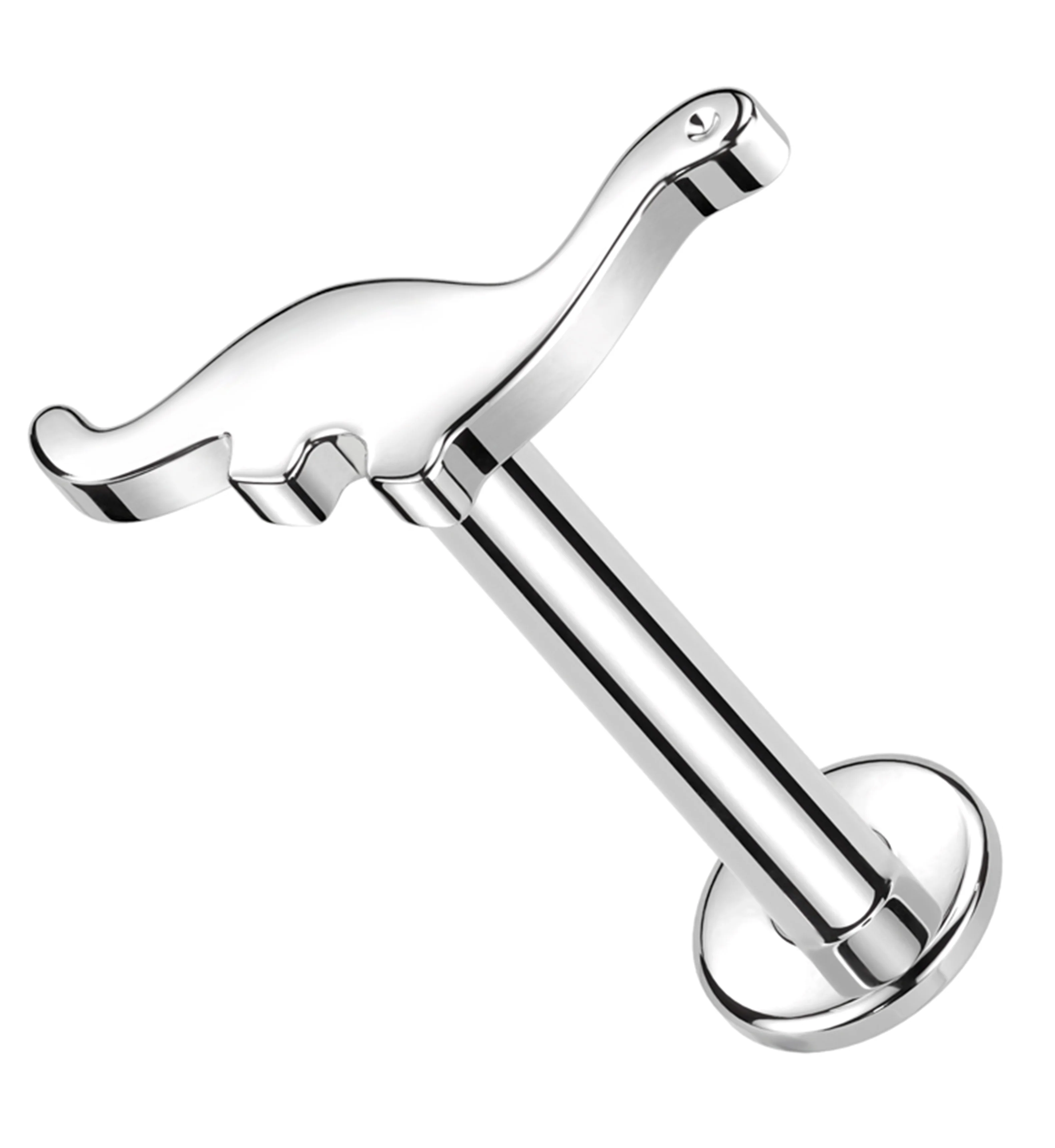 14kt White Gold Dinosaur Internally Threaded Labret - Mrs Treak