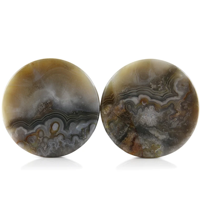 Laguna Lace Agate Stone Plugs 1 Inch (25mm) Version 2 - Mrs Treak