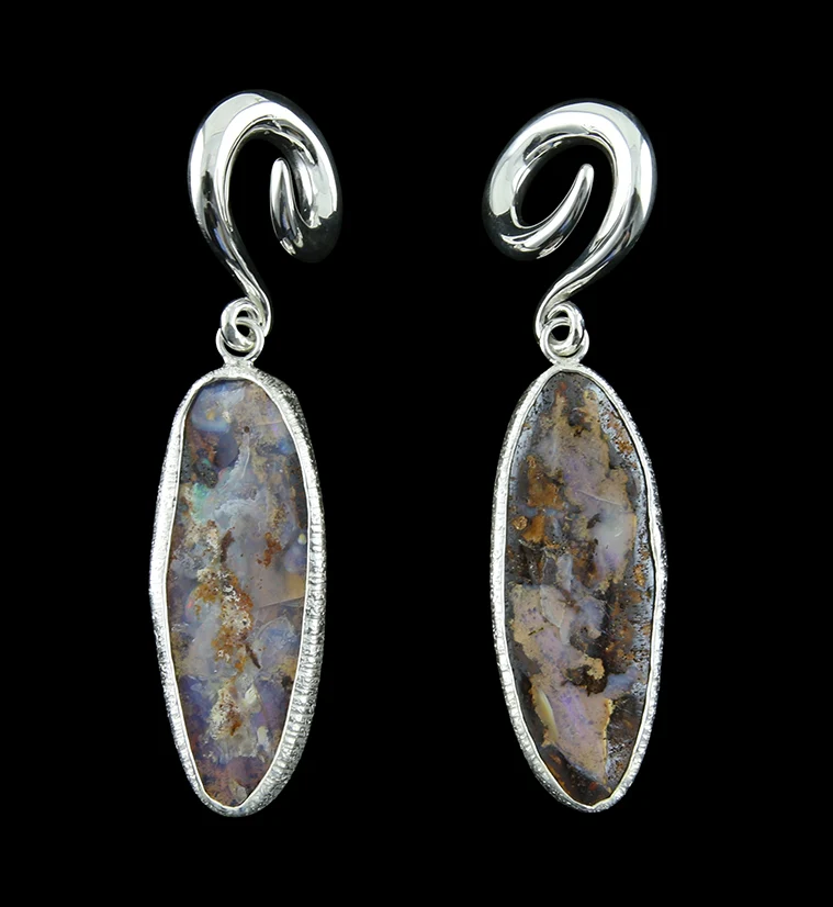 Double Boulder Opal Ear Weights Version 23 - Mrs Treak