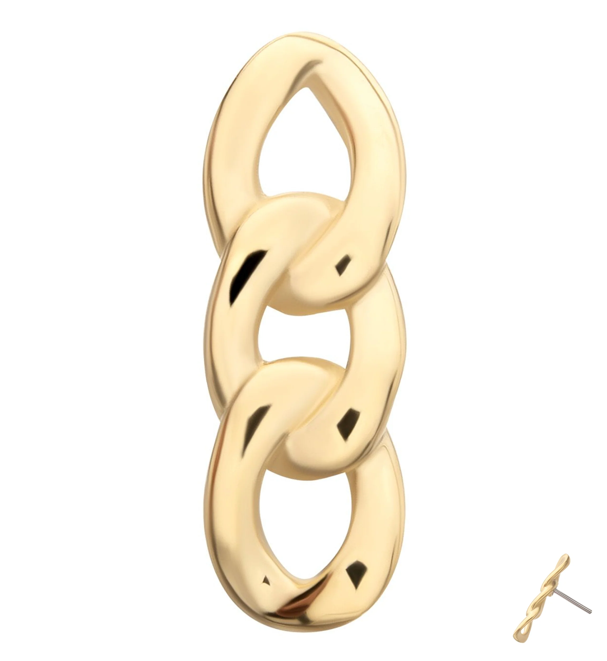 14kt Gold Triple Cuban Chain Threadless Top - Mrs Treak