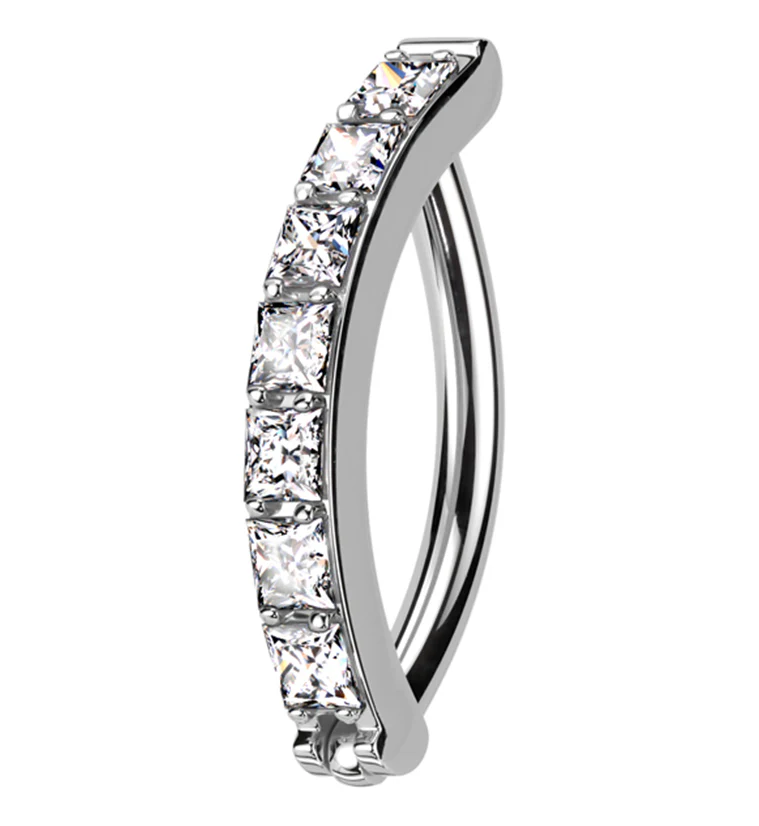 Vertical Clear CZ Titanium Hinged Segment Ring - Mrs Treak