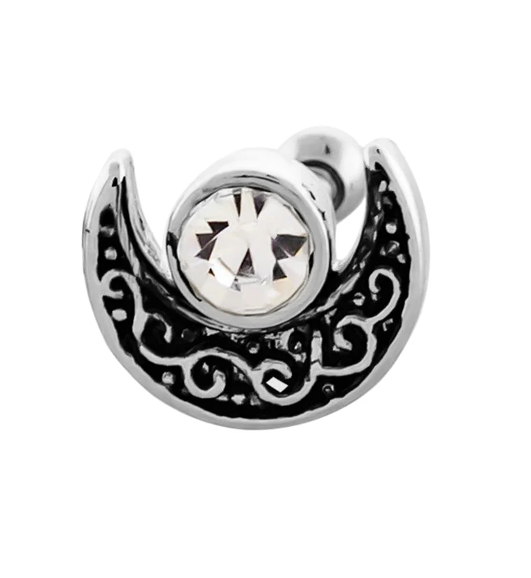 Half Moon CZ Cartilage Barbell - Mrs Treak