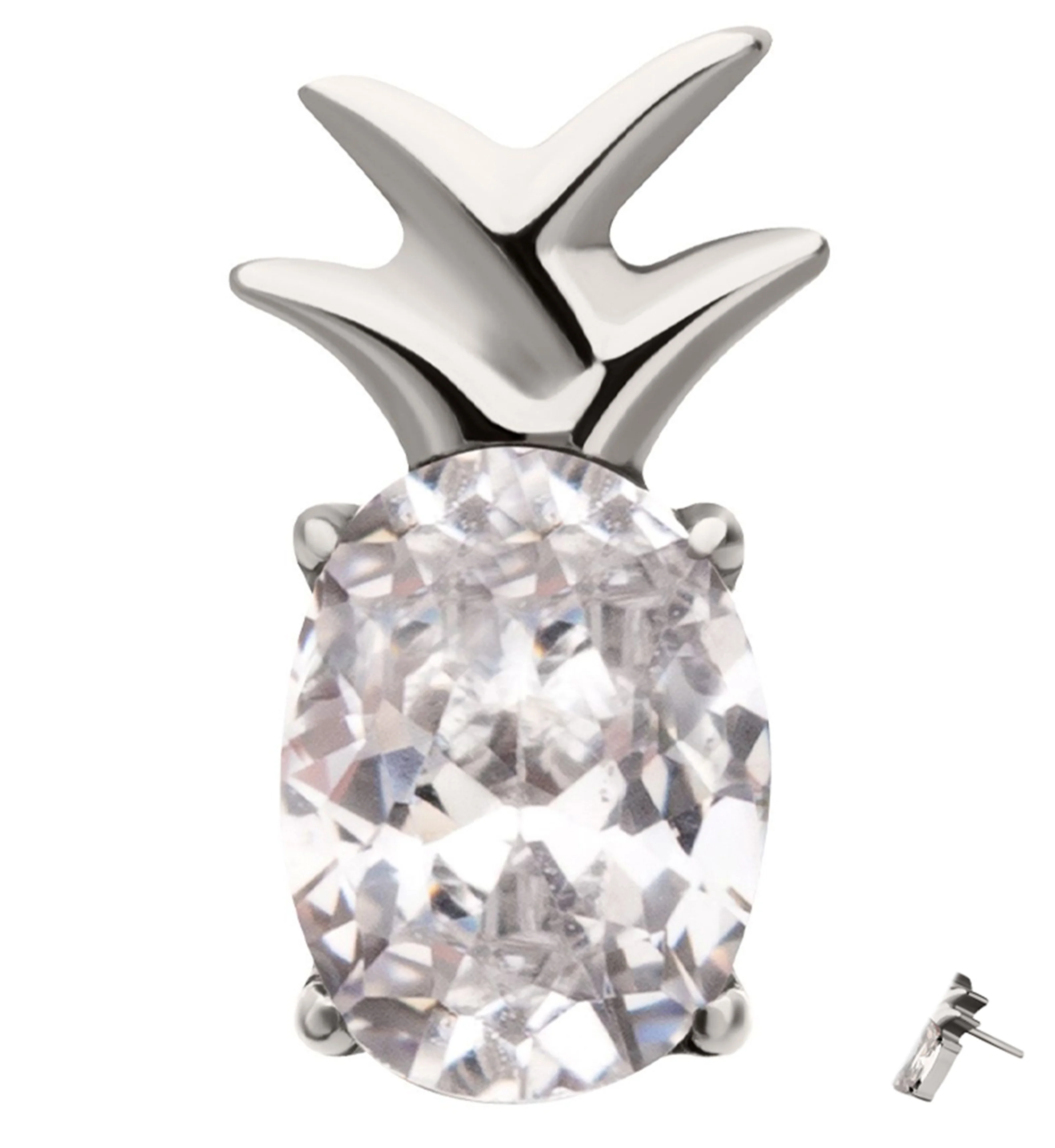 Queen Pineapple Clear CZ Titanium Threadless Top - Mrs Treak