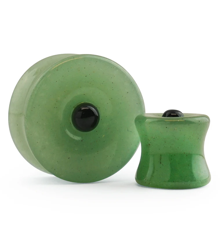 Aventurine Stone Plugs with Micro Obsidian Inlay - Mrs Treak