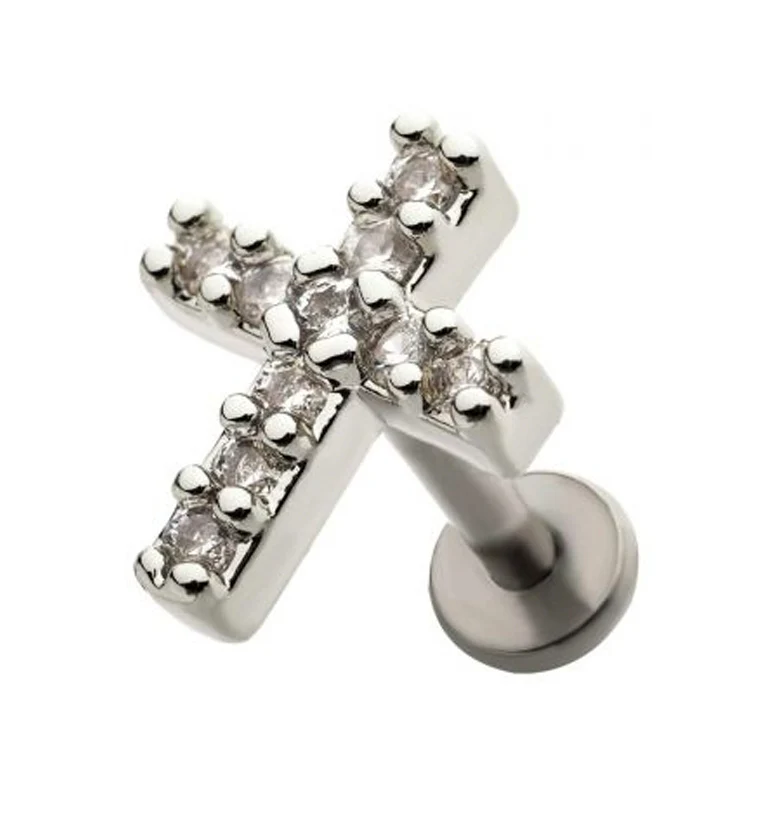 18G Cross CZ Labret - Mrs Treak