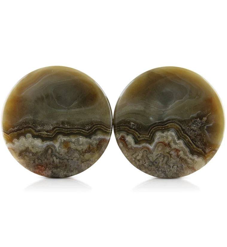 Laguna Lace Agate Stone Plugs 1 Inch (25mm) Version 1 - Mrs Treak
