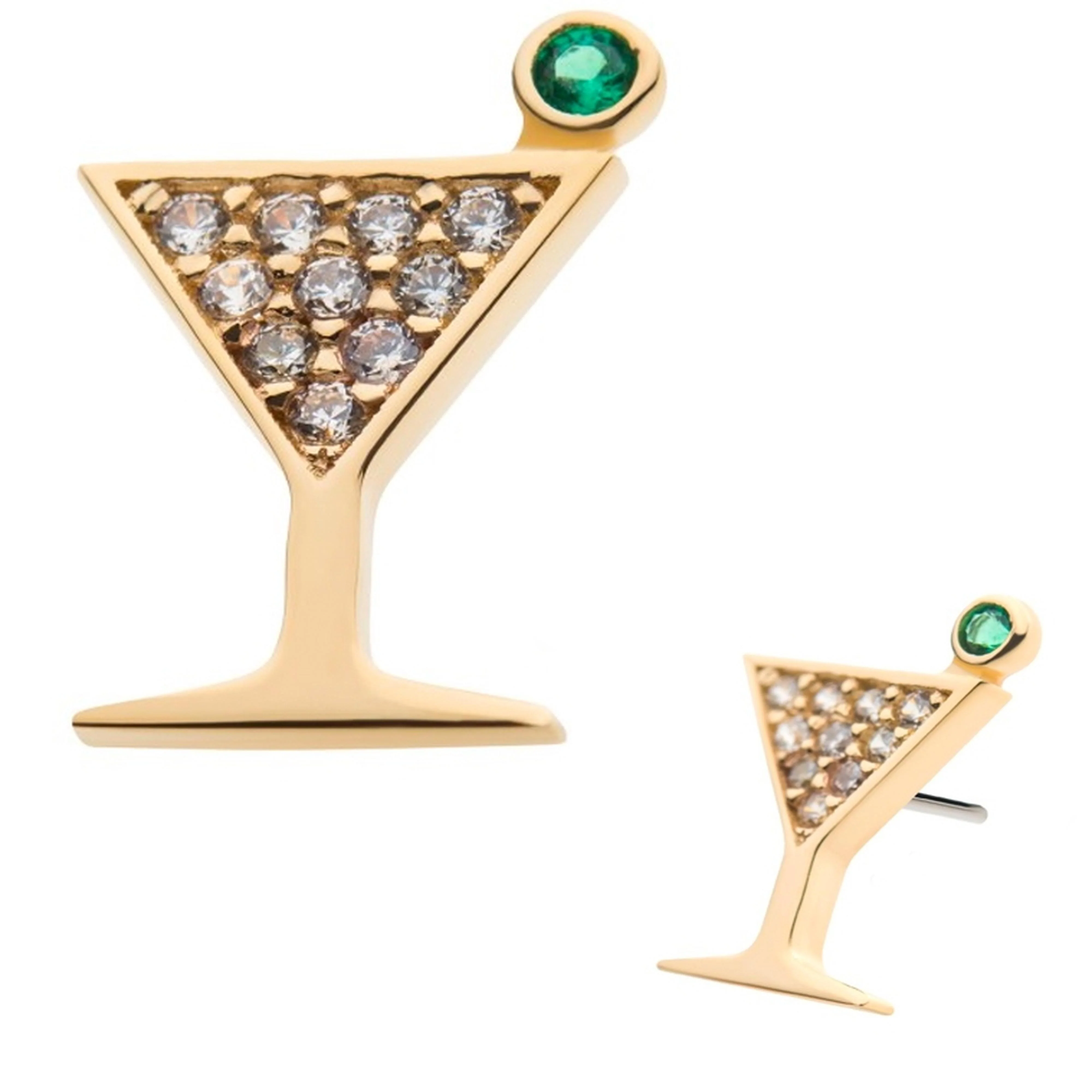 14kt Gold Martini Threadless Top - Mrs Treak