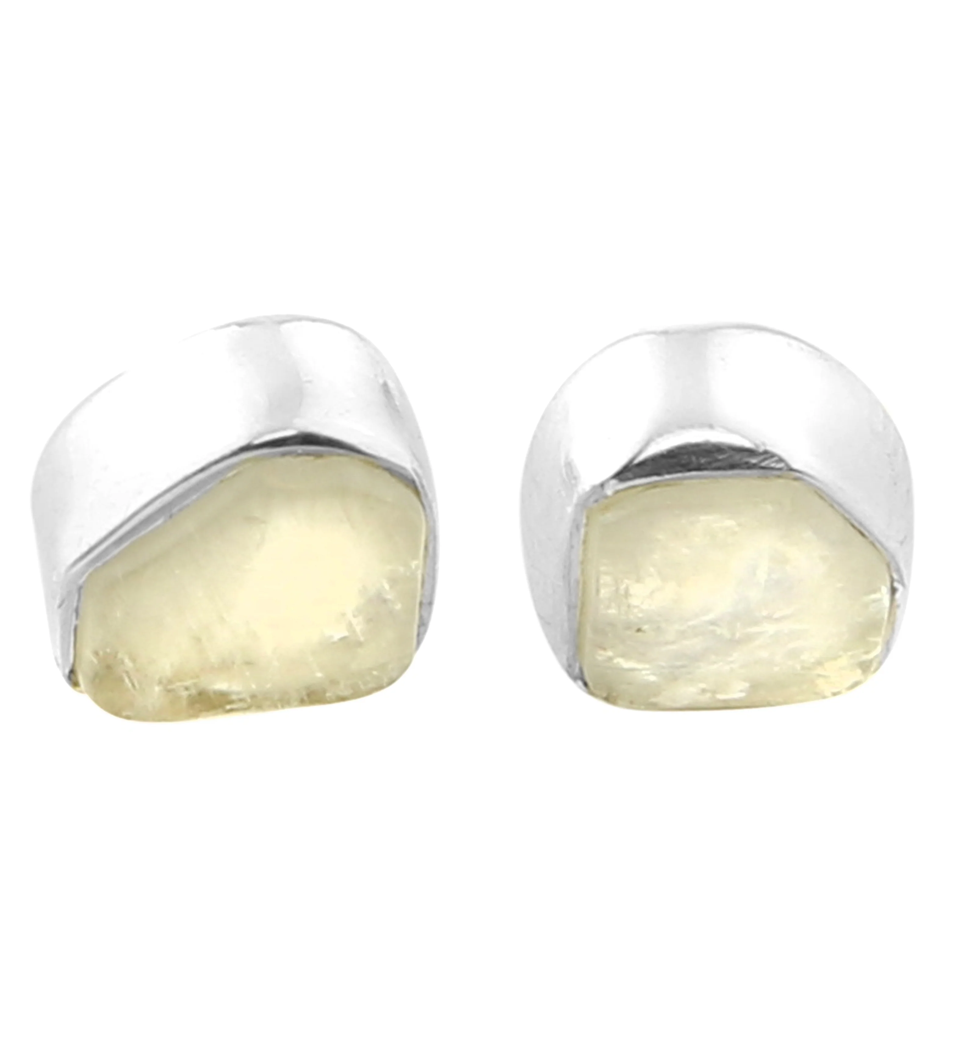 Rainbow Moonstone Bezel Set Sterling Silver Earrings - Mrs Treak