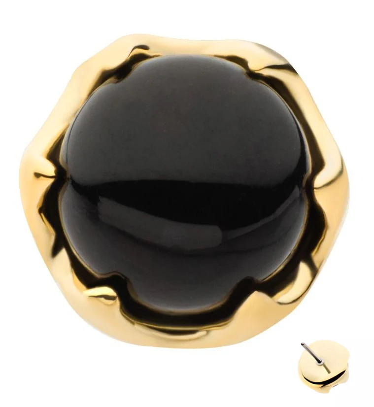 14kt Gold Black Onyx Threadless Top - Mrs Treak