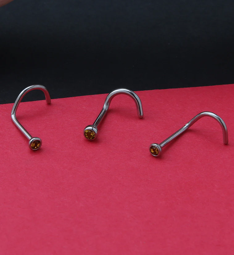 Topaz Gem Nose Screw Ring - Mrs Treak