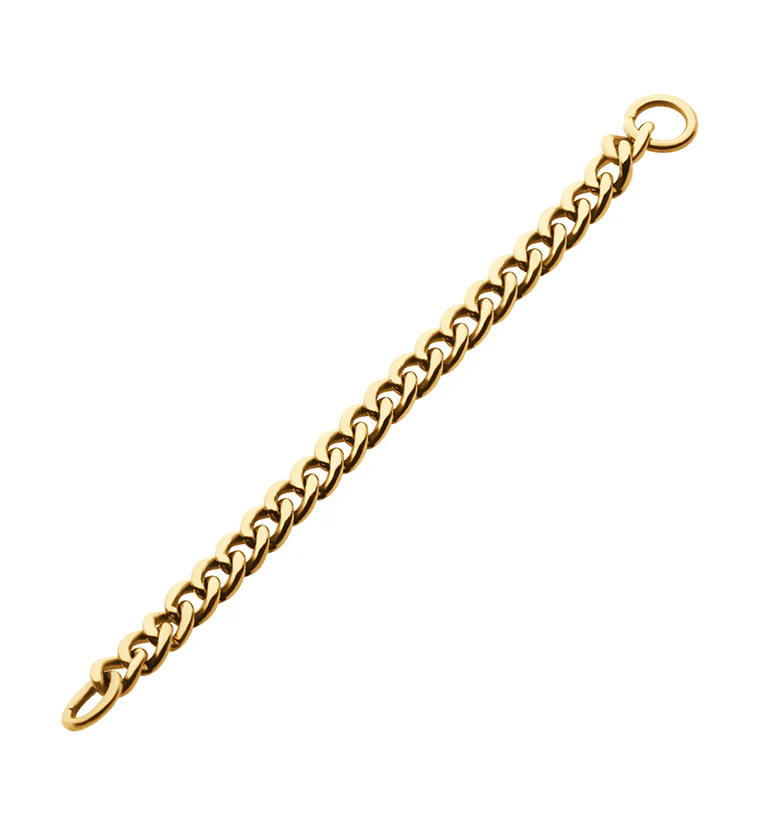 24kt Gold PVD Curb Titanium Nose & Cartilage Piercing Chain - Mrs Treak