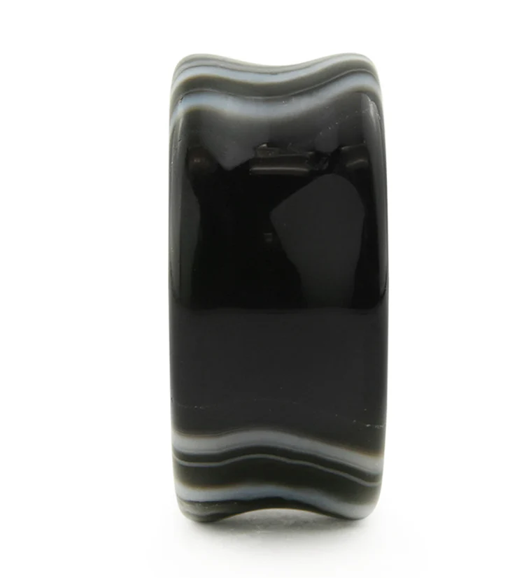 Black Line Agate Stone Plugs - Mrs Treak