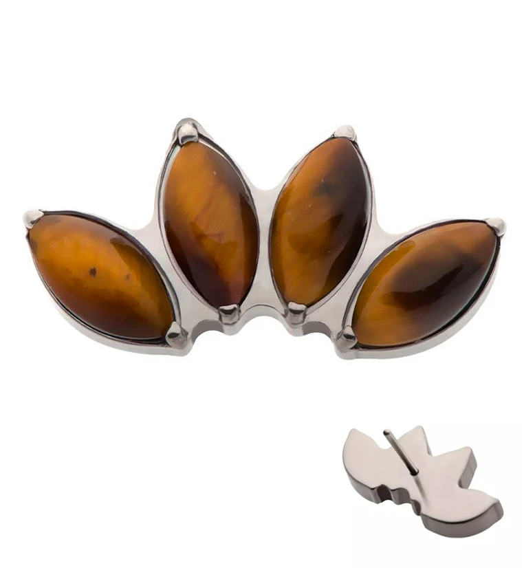 Quartet Tiger Eye Stone Threadless Titanium Top - Mrs Treak