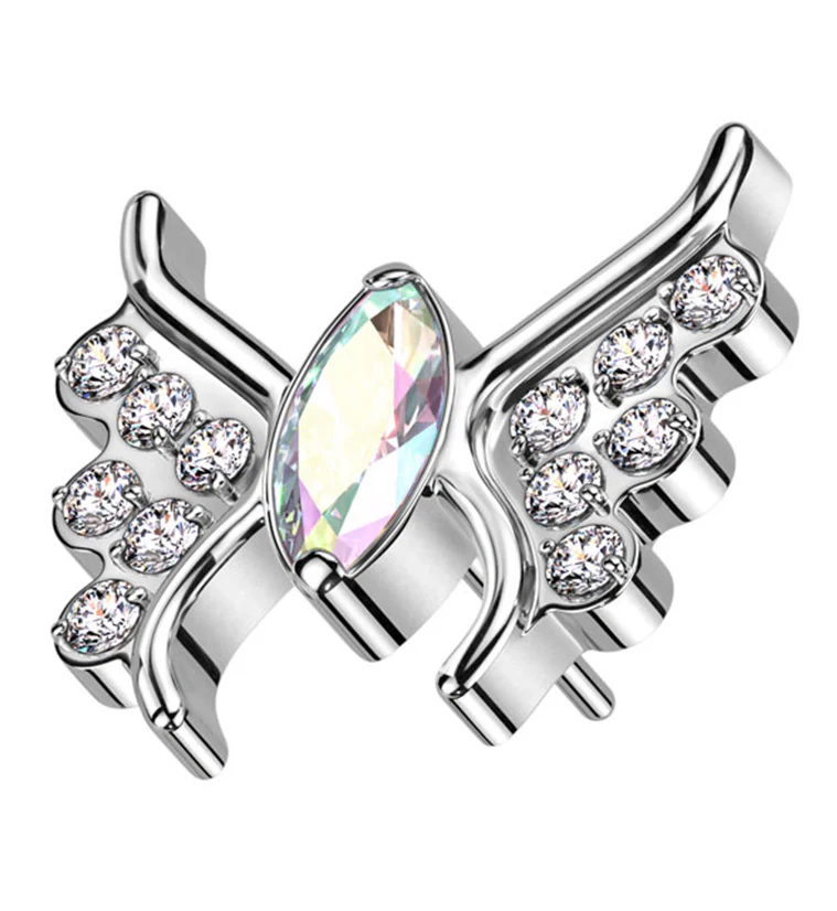 Wings Rainbow Aurora CZ Threadless Titanium Top - Mrs Treak