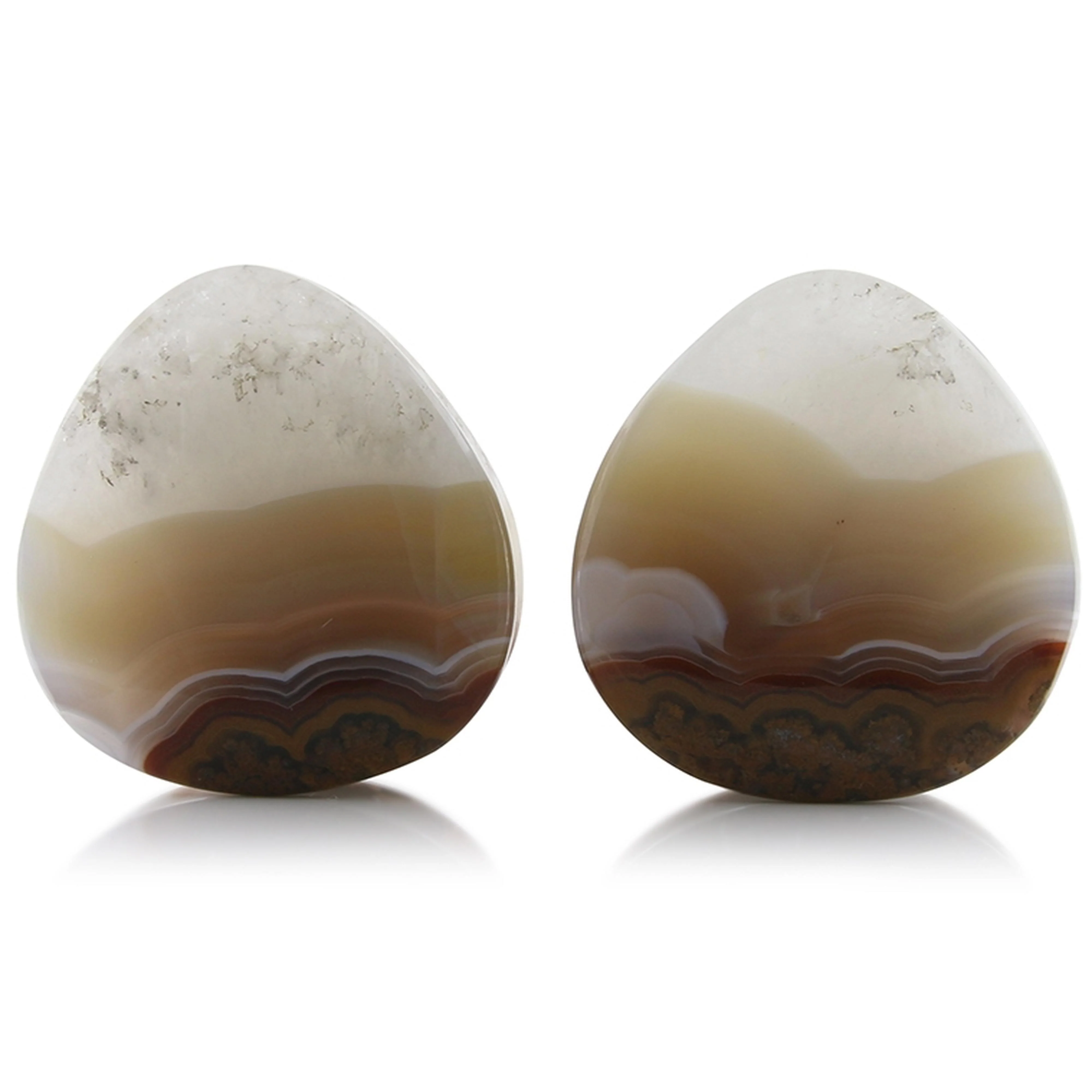 Moroccan Seam Agate Stone Teardrop Plugs 1 & 1-2