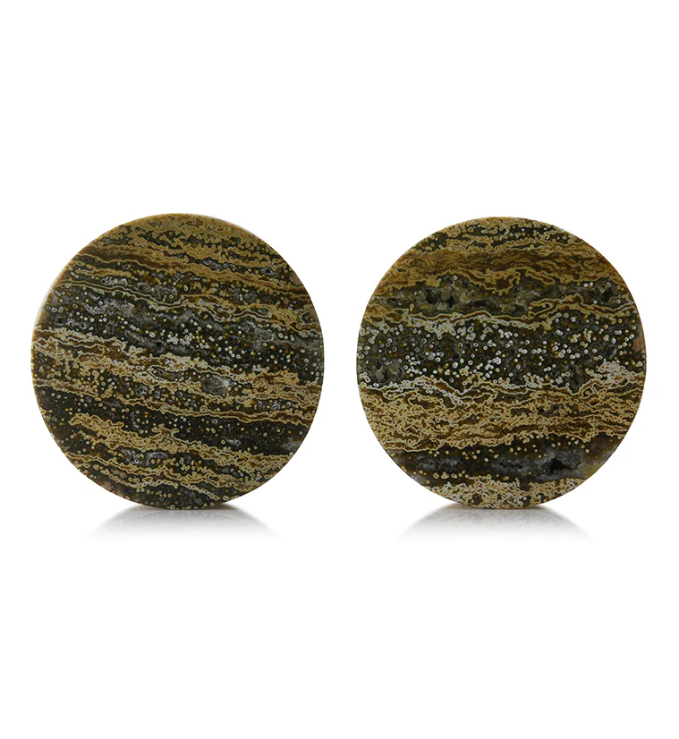 Ocean Jasper Stone Plugs 1 & 3/8