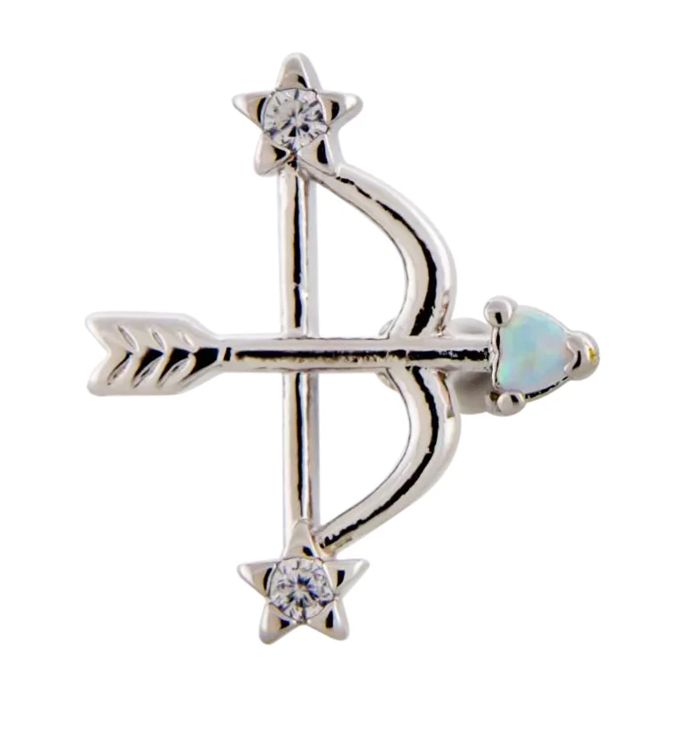 Astral Arrow CZ White Opalite Cartilage Barbell - Mrs Treak