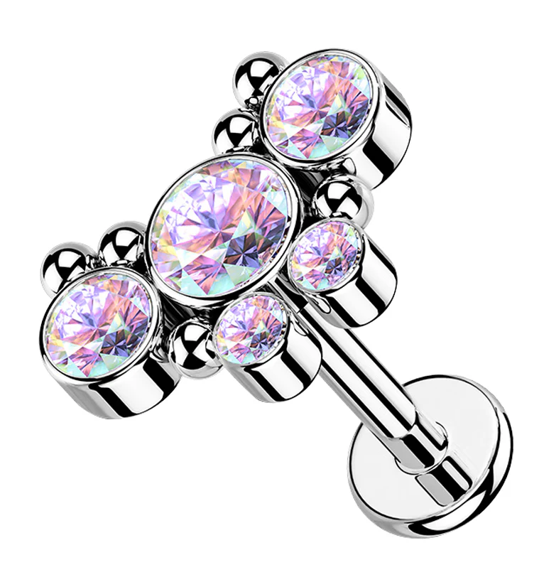 Rainbow Aurora Passel Gem Labret Post - Mrs Treak