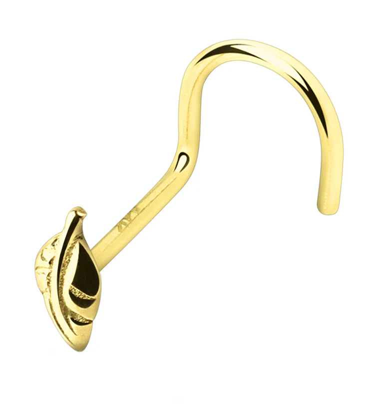 14kt Gold Leaf Nose Screw - Mrs Treak