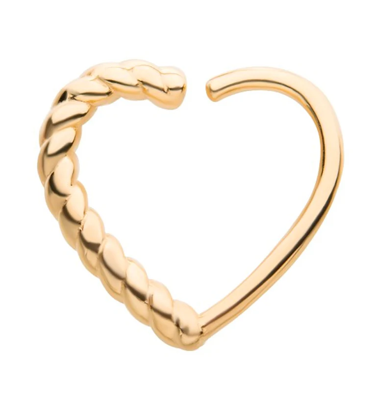 14kt Gold Twine Heart Seamless Hoop Ring - Mrs Treak