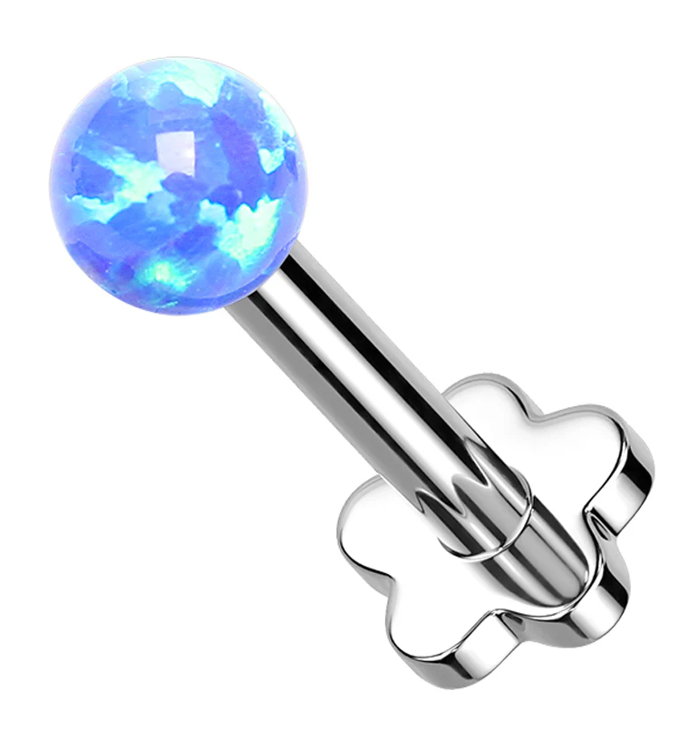 Blue Opalite Ball Titanium Threadless Labret - Mrs Treak