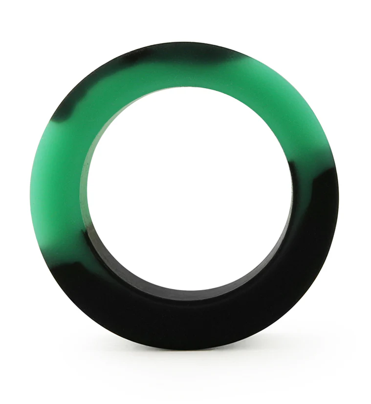 Emerald And Black Double Flare Silicone Tunnel Plugs - Mrs Treak