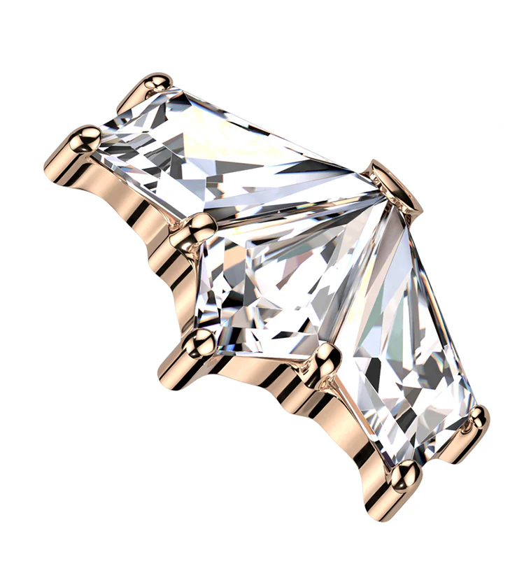 Rose Gold PVD Triple Poly Clear CZ Internally Threaded Titanium Top - Mrs Treak