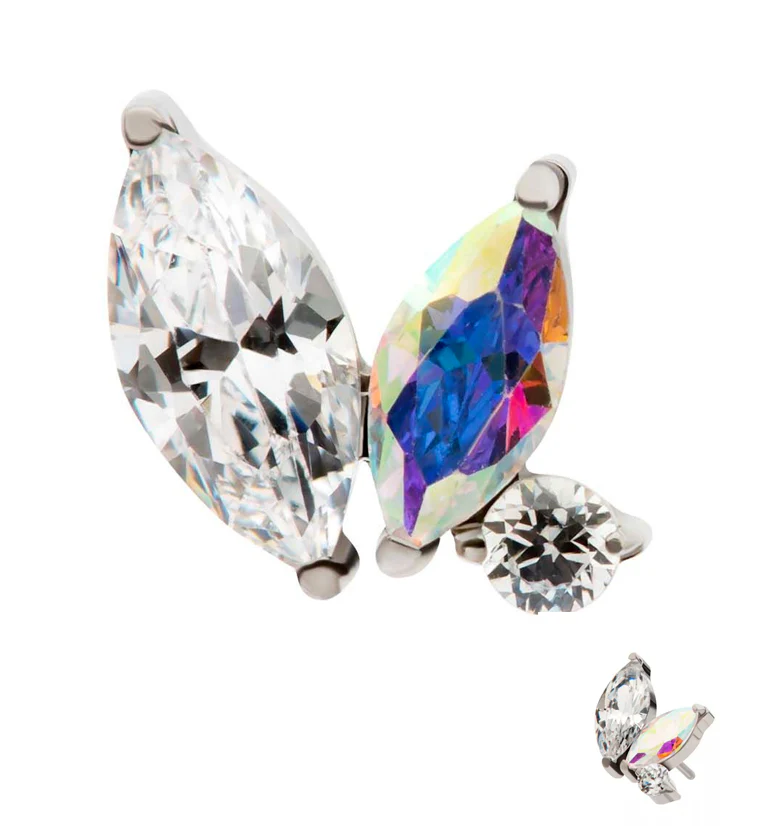 Coterie Rainbow Aurora CZ Threadless Titanium Top - Mrs Treak