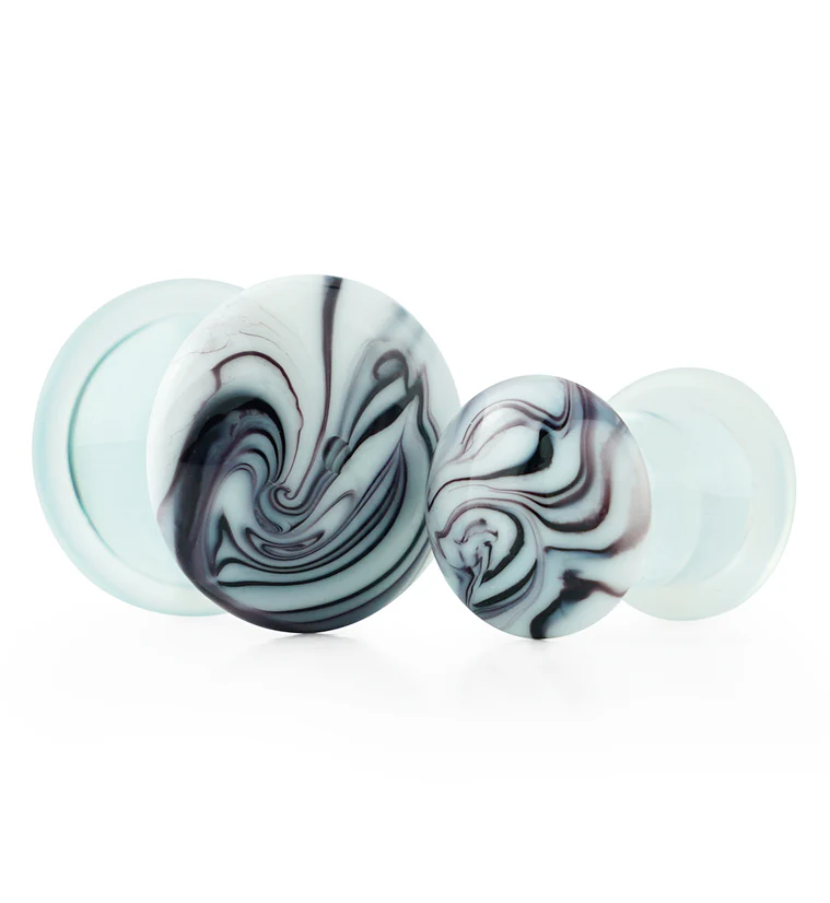Purple & White Haze Single Flare Glass Plugs - Mrs Treak