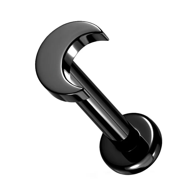 Black PVD Half Moon Internally Threaded Titanium Labret - Mrs Treak