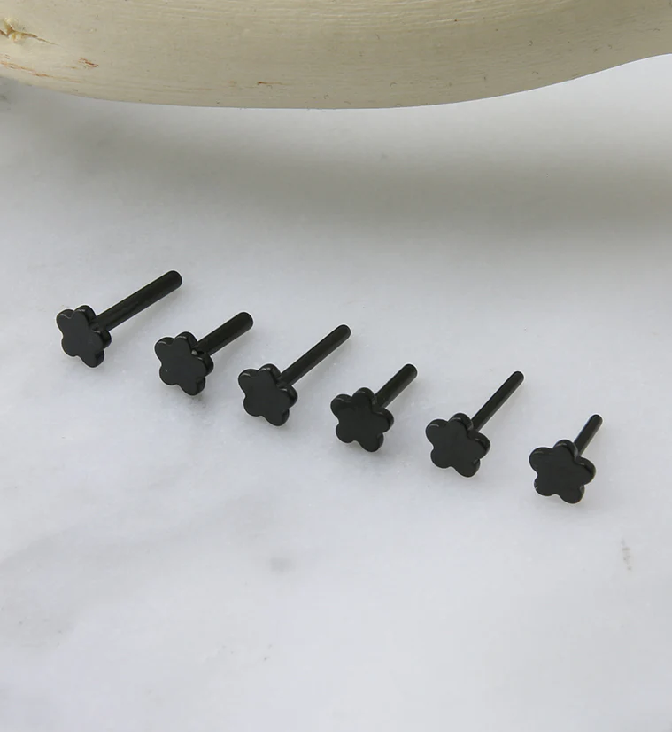 Black PVD Titanium Threadless Flower Back Labret (Back Only) - Mrs Treak