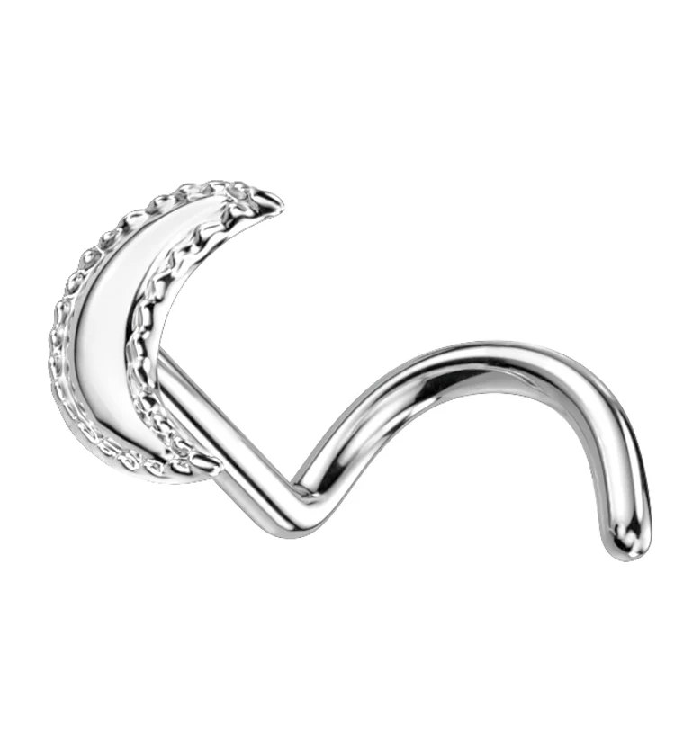 14kt White Gold Half Moon Nose Screw - Mrs Treak