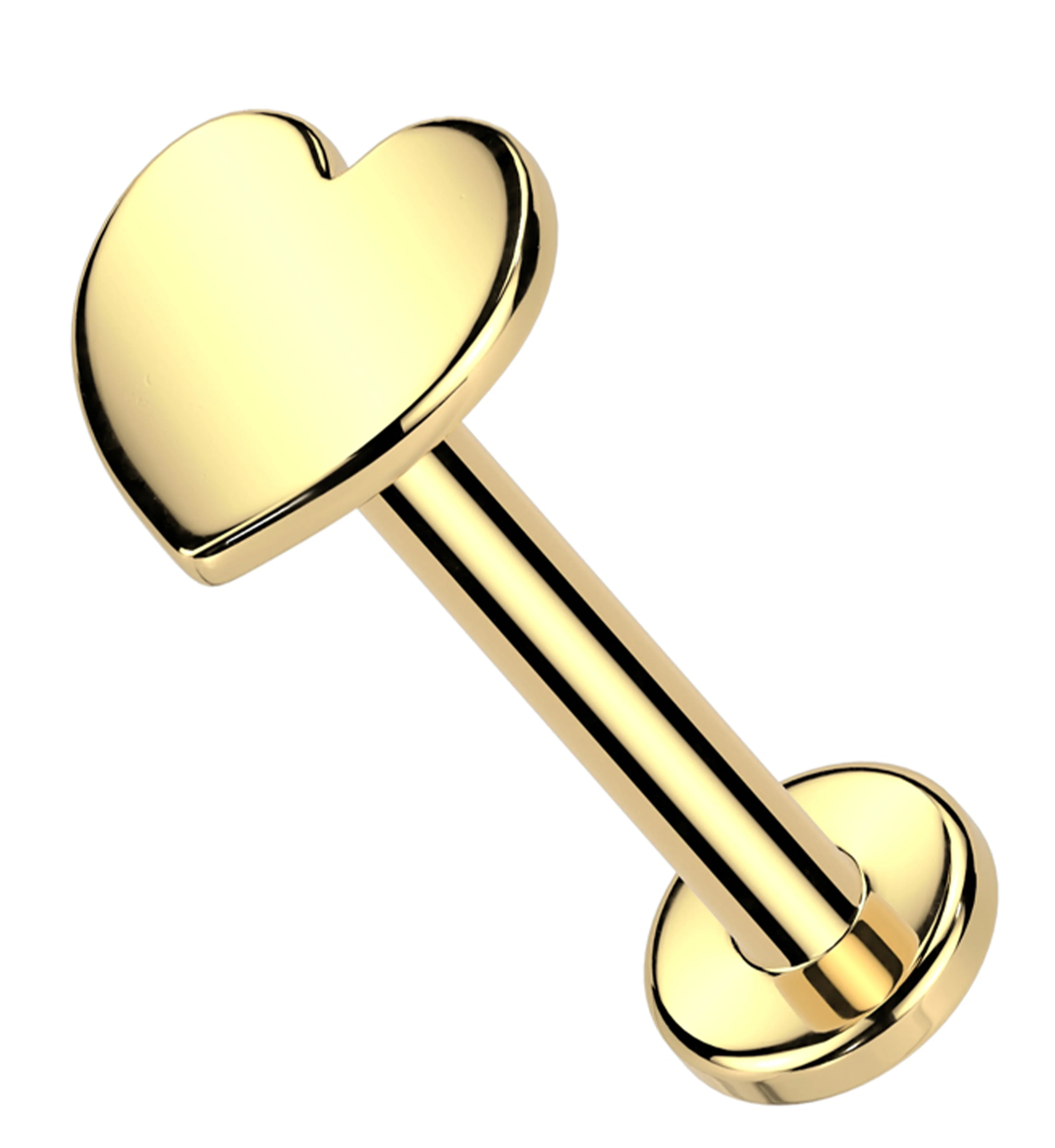 14kt Gold Flat Heart Threadless Labret - Mrs Treak