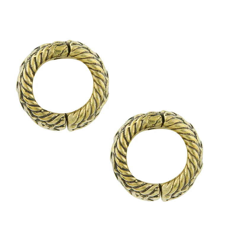 Fiber Brass Hinged Ear Lobe Cuffs - Mrs Treak